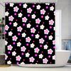 Pink White Flower Print Shower Curtain Black Polyester Waterproof Decor Bathroom Accessories Size: 180 X 200 cm/71x79inch(US) (B