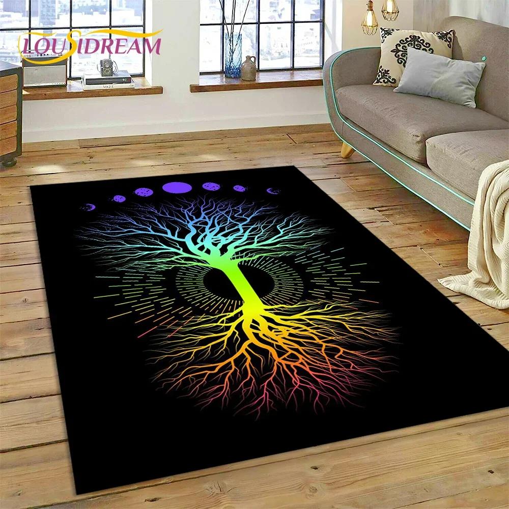 Nordic Mythology Yggdrasil Nature Tree of Life Carpet Rug for Home Living Room Bedroom Sofa Doormat Decor,kid Non-slip Floor Mat