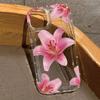 For Samsung S25 S24 S23 S22 Ultra Plus S21 FE Case Pink Lily Flower Design Clear Cover For Galaxy A15 A35 A55 A54 A53 A52 Fundas