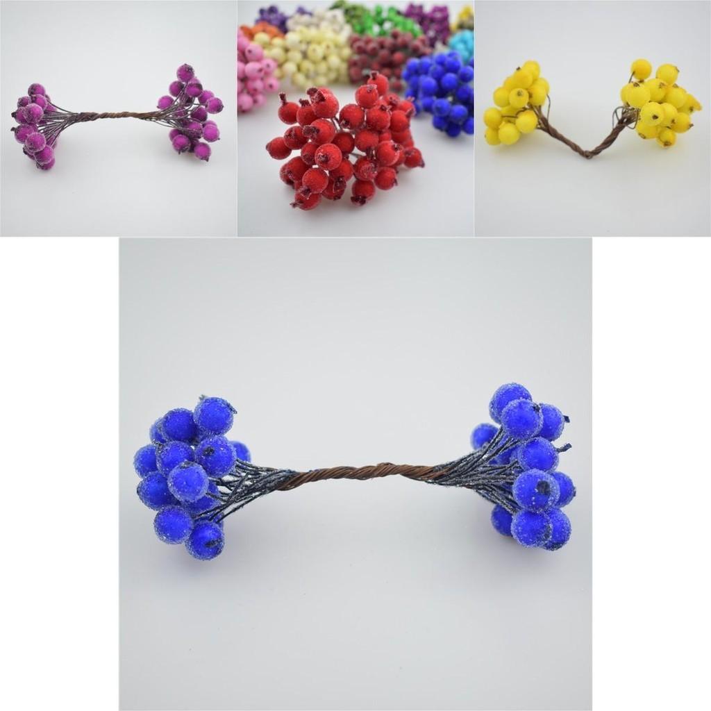 Mini Christmas Foam Frosted Fruit Artificial Holly Berry Flower For Elegant Home Decor