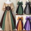Medieval Retro Color Block Off-Shoulder Slim Fit Dress with Fly Sleeves and Big Swing Skirt - Women's Cosplay Costume