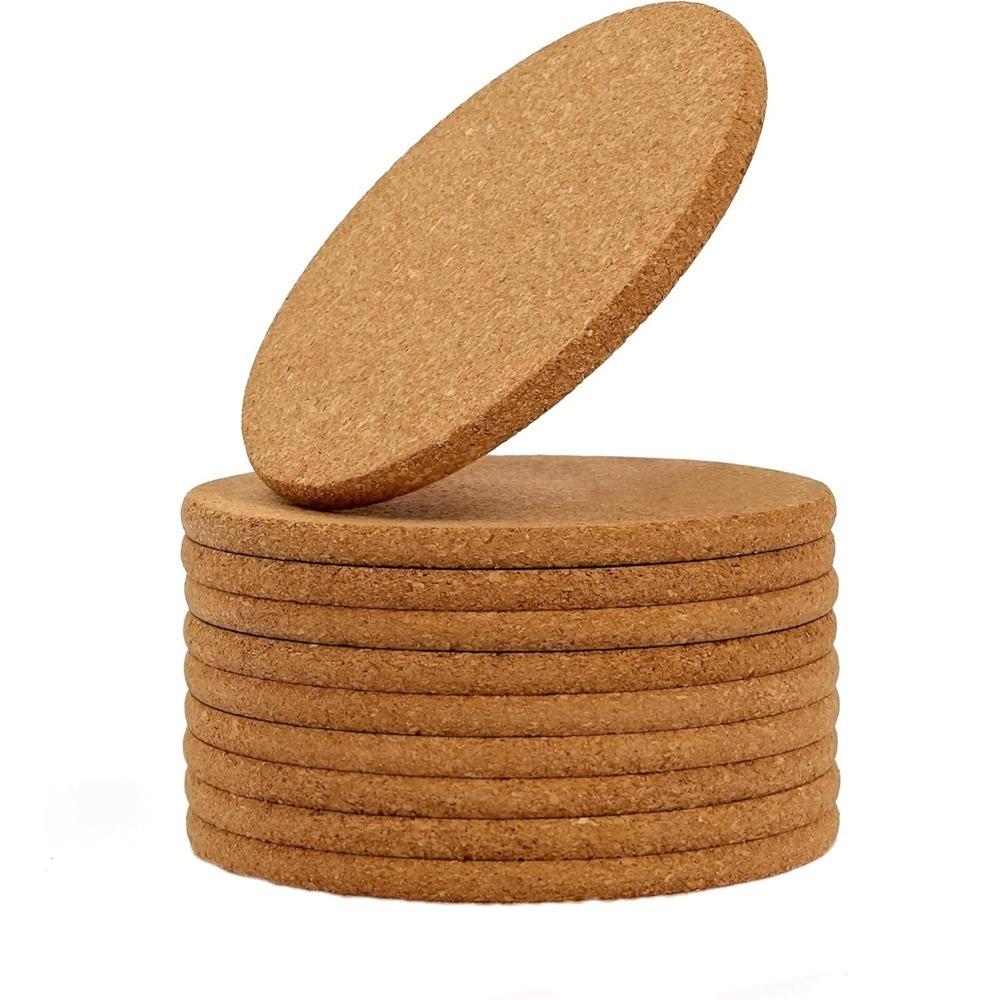 10 dessous de verre en liège naturel Ronds en bois Durables Antidérapants Porte-tasse à thé et café Porte-boisson pour décoration de table Fournitures de maison DIY