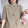 Moda Donna Invecchiamento Collo Semi-alto Maniche Lunghe Autunno Inverno Caldo Maglione Lavorato a Maglia da Sotto Taglia Grande