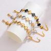 European-Style Hammered Stainless Steel Oval Bracelet - Simple Color Block Design for Autumn/Winter Women's Accessories, High-End Feel