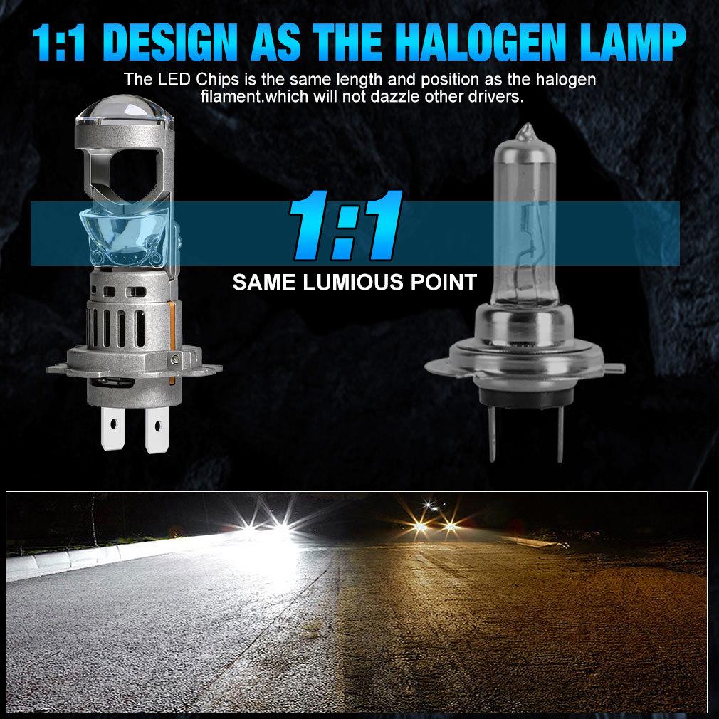 2 db H7 LED Projektor Lencse Fényszóró Izzók H4 Canbus Autó Motorkerékpár Lámpa Mini Vezeték nélküli Turbo 40000LM Autó Ködlámpa Plug&Play Fényszóró 6500K Fehér