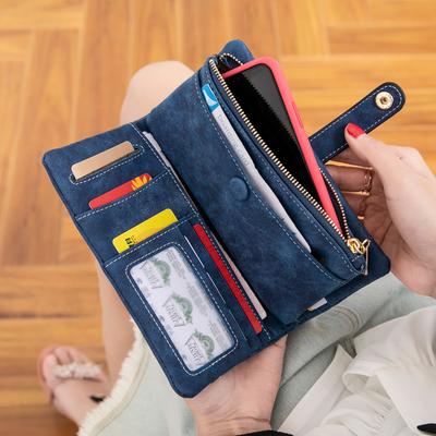 Dreifach gefaltete, gefrostete lange Brieftasche aus koreanischem Leder, neue modische und elegante multifunktionale Kartentasche für Damen