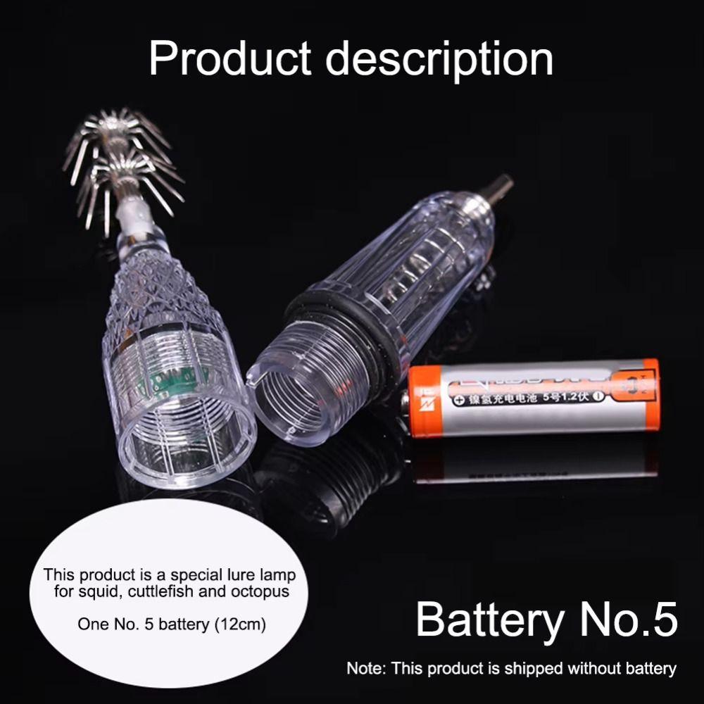 Portable Plastic LED Lure Light with Hook 5 Colors 12CM LED Squid Lure Lamp Diamond Shape Flash Lamp Fishing