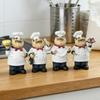 Cartoon Chef Figurine Hand-Painted Holding Fruit Plate Cake Noodles Spoon Chef Statue Sculpture Home Kitchen Dining Room Decoration Ornament