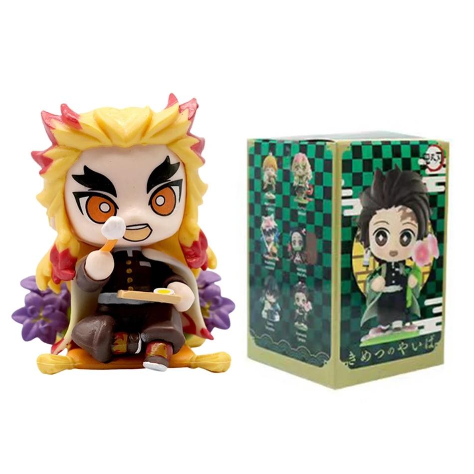 Demon Slayer Kimetsu no Yaiba דמות גרסת Q קופסה עיוורת סט 12 סגנונות דמות אנימה דגם אספנות בובה מתנה מושלמת