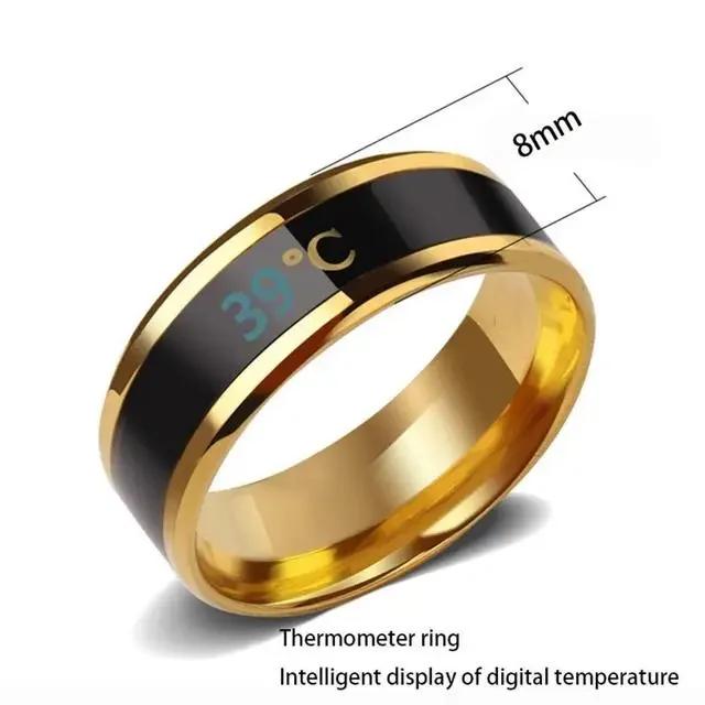Smart Sensor Body Temperature Ring Stainless Steel Classic Wedding Couple Waterproof Temperature Ring Jewelry Gift Free Shipping