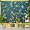 Arazzo da parete con pittura a olio di fiori di uccelli volanti, stile bohémien, arte hippie, psichedelico, decorazione per la casa
