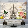 1pc French Paris Eiffel Tower Floral Tapestry, 126x320 Inches, Polyester Soft and Flat Wall Hanging, No Power Needed, Woven, Textured, Natural Style R