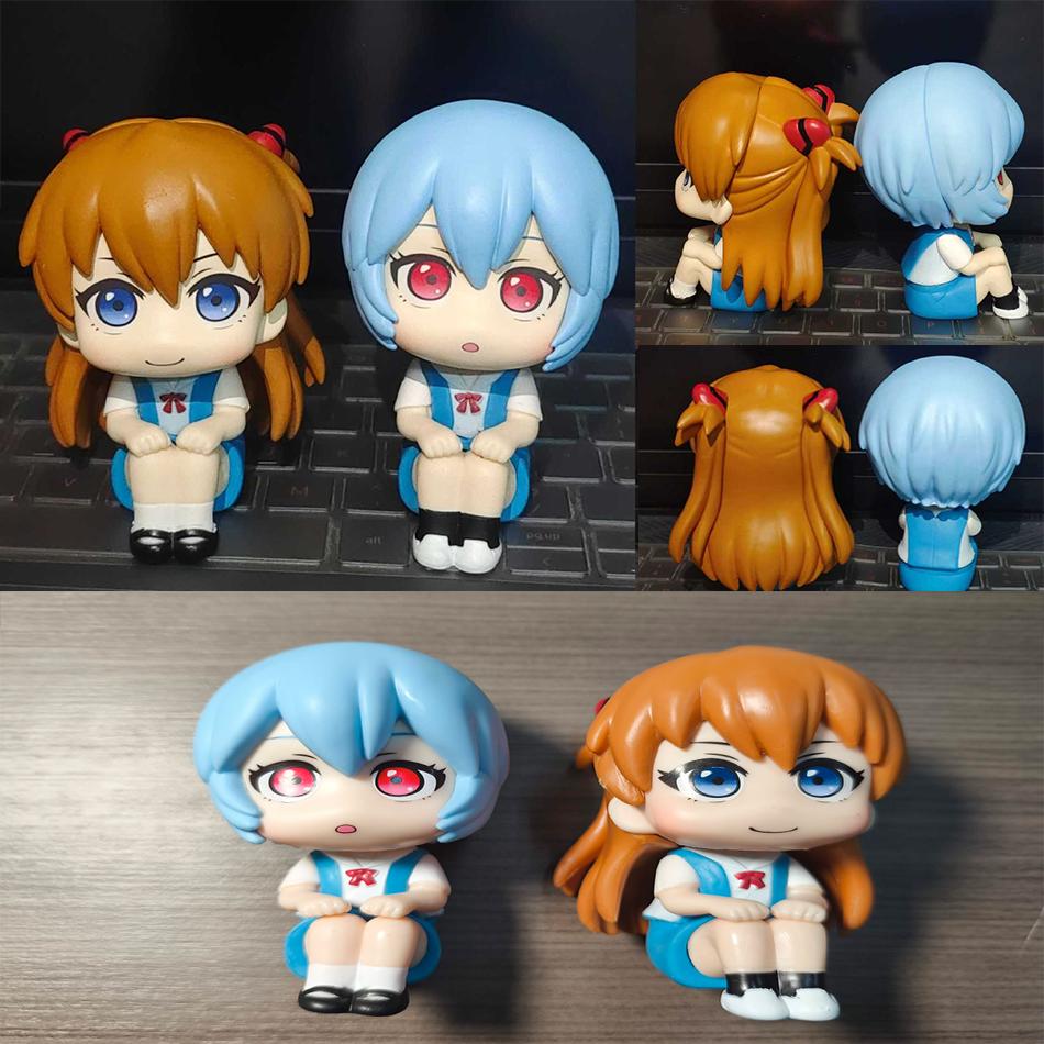 10cm EVA Anime Evangelion Ayanami Rei Model Souryuu Asuka Langley Look UpSitting Figure Toy Doll Aciton Figure PVC Ornament