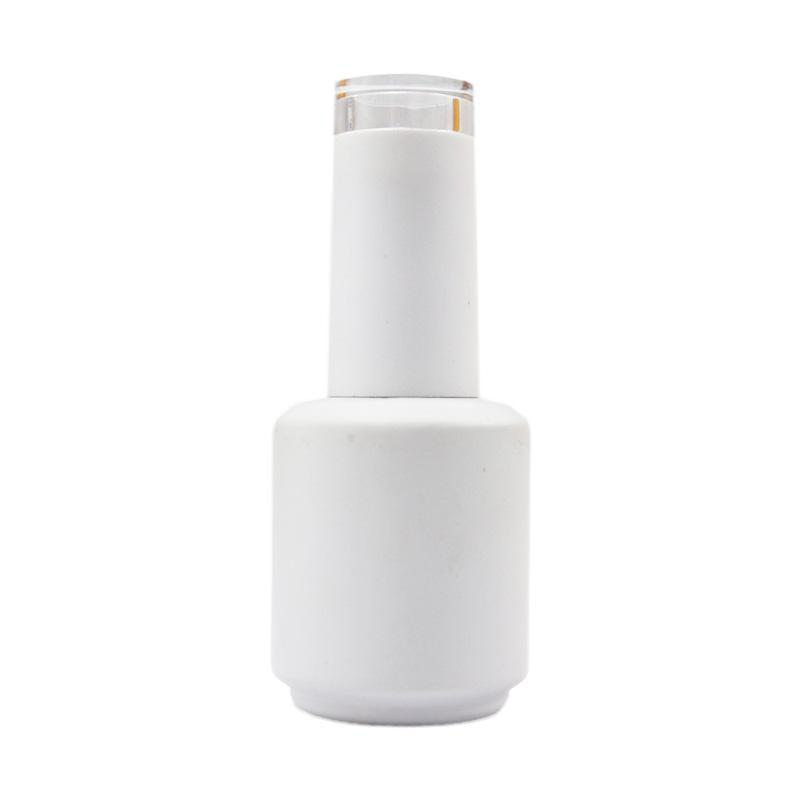 Sticlă goală rotundă de 15 ml pentru ojă, din sticlă neagră și albă, cu pensulă