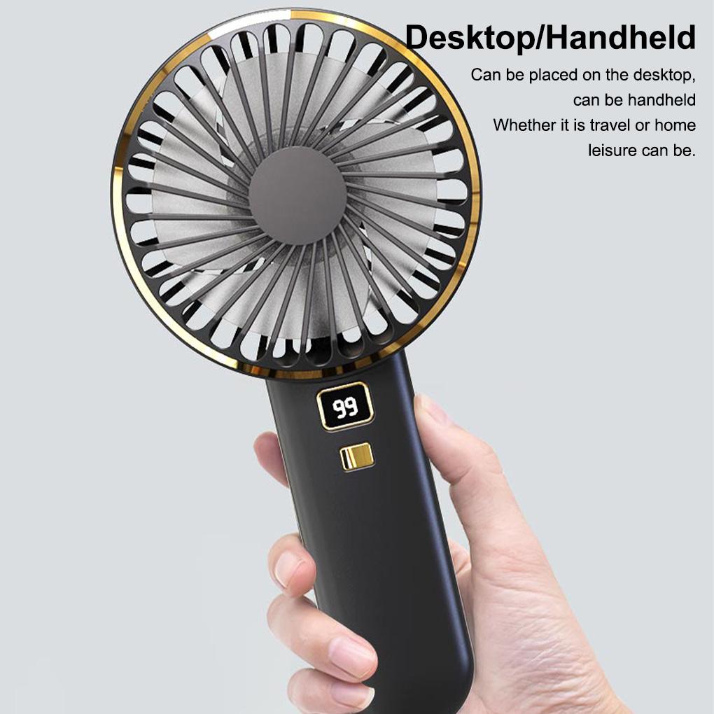 Mini Handheld Fan Travel Portable Rechargeable Adjustable Cooling Digital Display Cordless Electronic Home Car Cooler