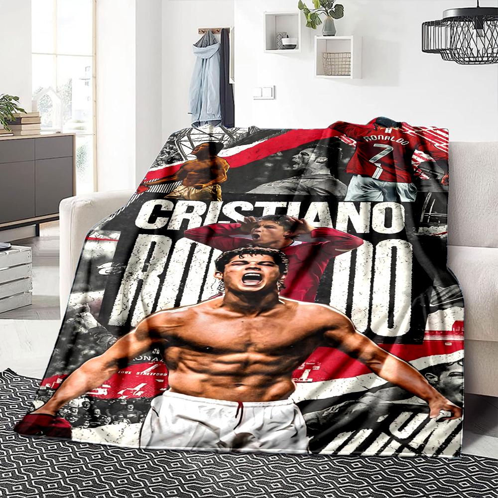 Ronaldos Legacy Lights Printed Flannel Breathable and Warm Blanket, a Stylish Home Gift, Suitable for Home, Office and Bedspread Use. 0713a5