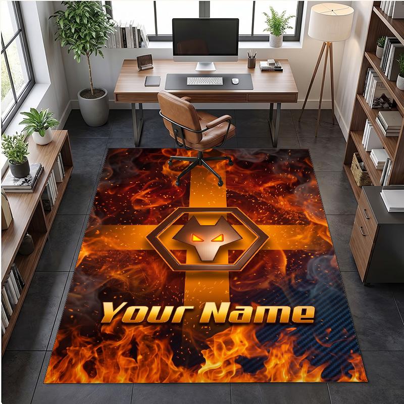 Crystal Velvet Rug Wolverhampton Wanderers Football Print Custom Name Text Floor Mat Home Decor