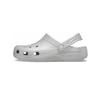 Crocs Unisex Classic Glitter Clog Silver Glitter Comfort Slip On 205942-0IC