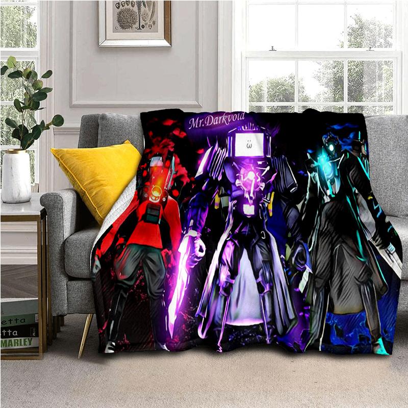 3D Skibidi Toilet Speakerman Cameraman TVman Flannel Blanket,Soft Throw Blanket for Home Bedroom Bed Sofa Travel Cover Kid Gift