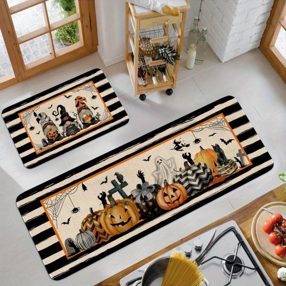 1PC Halloween Skull Mushroom Kitchen Rug Non-Slip Door Mat Pop design Bathroom Rug Bath Mat Carpet for Home Sink Laundry Decor