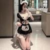 Ladies' Erotic Lingerie Sexy Deep V Hollow Chest No Need To Take Off Pure Desire Cute Girl Maid Role-playing Costume