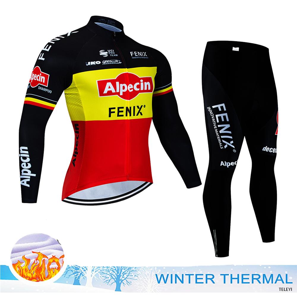 Men's Cycling Outfit Set  Man Mountain Bike Jersey Clothes Winter Thermal Fleece Clothing Sportswear Bicycle Tricuta Bib