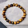8mm Beaded Bracelet Natural Stone Stretch Elastic Band Tiger Eye Gemstone Round Beads Jewelry Accessory for Men and Women