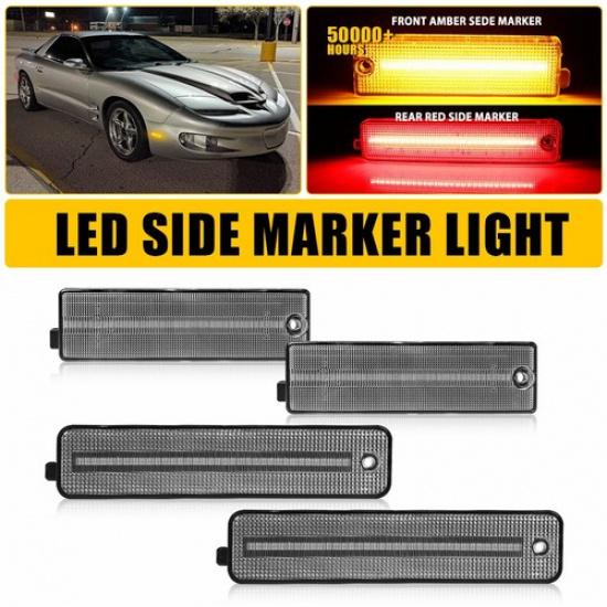 4PCS Fender LED Side Marker Light For 1998-2002 Pontiac Firebird Amber Red Lamp