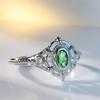 Charm Female Red Purple Green Oval Zircon Stone Engagement Ring Vintage Silver Color Wedding  For Women