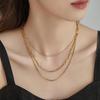 European-American Fashion Three-Layer Flat Snake Chain Layered Necklace for Women - Metal Cross Clavicle Chain