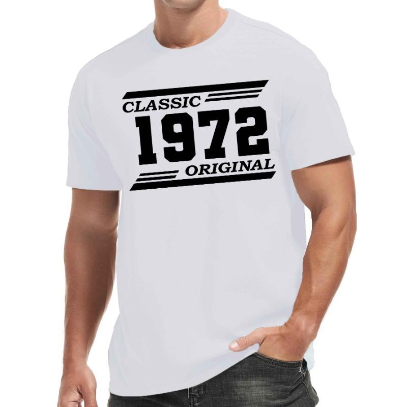European Size Men's Vintage 1972 Original Short Sleeve T-Shirt - Classic Round Neck Casual Summer Top with Original, Machine Washable Retro Tee