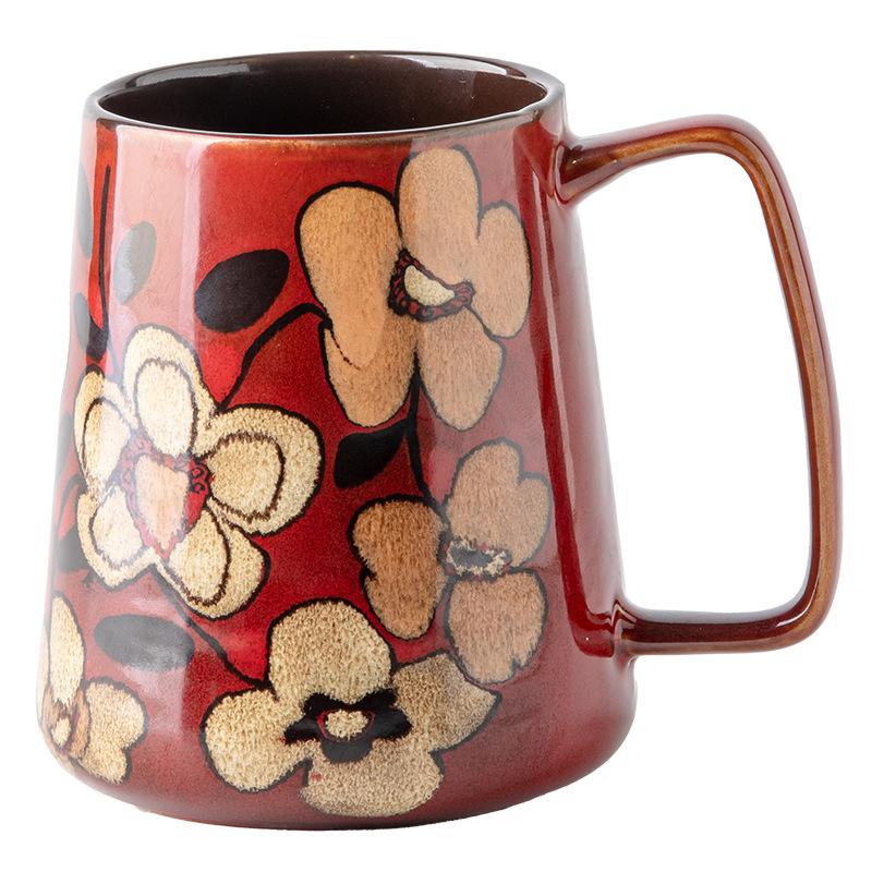Export Own Design 700Ml Office Large Water Cup Chinese Style Hand-Painted Cup Ceramic