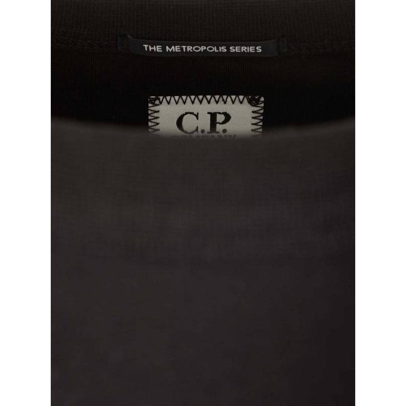 C.P. Company Solid Color Crew Neck Fitted Straight Leg Long Sleeve Sweater Men Sweater Black 16CLSS230A006452W999