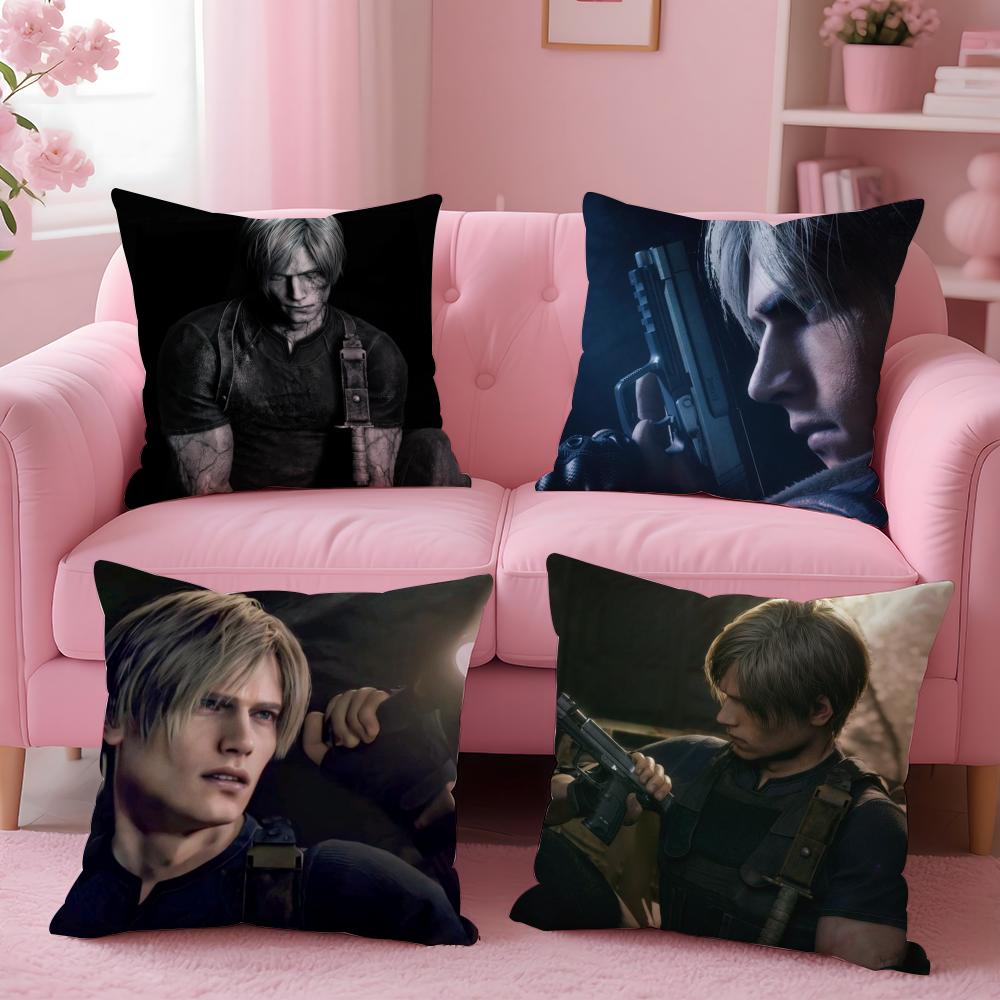 L-Leon K-Kennedy Cushion Cover Plush Fabric Soft Double-Sided Printed Sofa Warm Winter Home Gift Pillow Cover