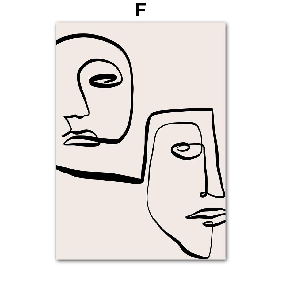 Dessins au trait Visage de fille Corps Amour Abstrait Affiches et impressions Art mural Peinture sur toile Photos pour hôtel bar Décor de salon
