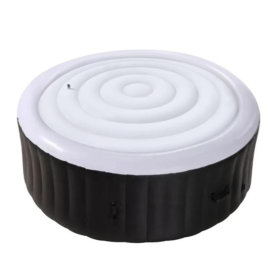 145CM Inflatable Hot Tub Cover Foldable Energy Saving Round Hot Tub Lid Outdoor Spa Pool Windproof Rain Overflow Thermal Cover