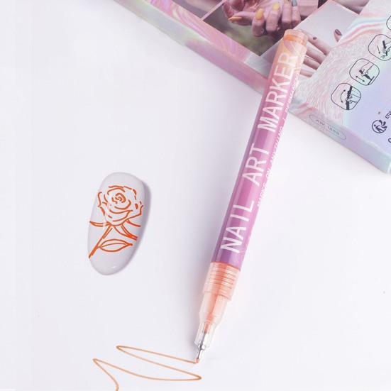 Set di 12 Penne per Nail Art a Colori Professionali Fai da Te Pennarelli per Disegno Unghie per Unghie Gel Kit di Pennarelli a Pittura ad Asciugatura Rapida con Punte di Precisione da 0,5 mm