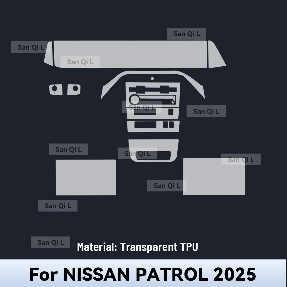 For NISSAN PATROL 2025 TPU Car Navigation Screen Film Gearbox Protective Sticker Anti-scratch Interior Accessories