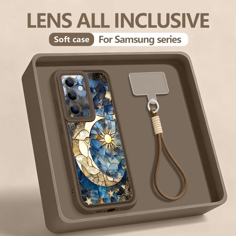 Handgelenk-Lanyard Handyhülle Für Samsung Galaxy S26 S24 S25 Ultra S23 S25 FE A57 A17 A56 A16 A55 A54 A15 A25 Retro Mond Stern Hülle