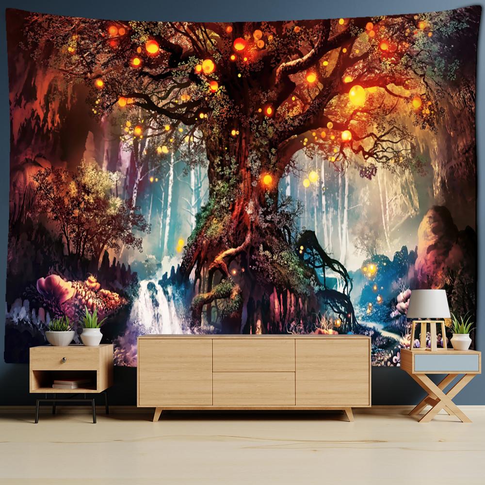 Mushroom Forest Tapestry Wall Hanging Psychedelic Witchcraft Dream Aesthetics Room Living Room Background Cloth Home Decor