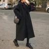 Autumn Women Elegant Woolen Coat Korean Fashion Black All Match Long Jacket Female Winter Thicken Warm Loose Blends Overcoat New
