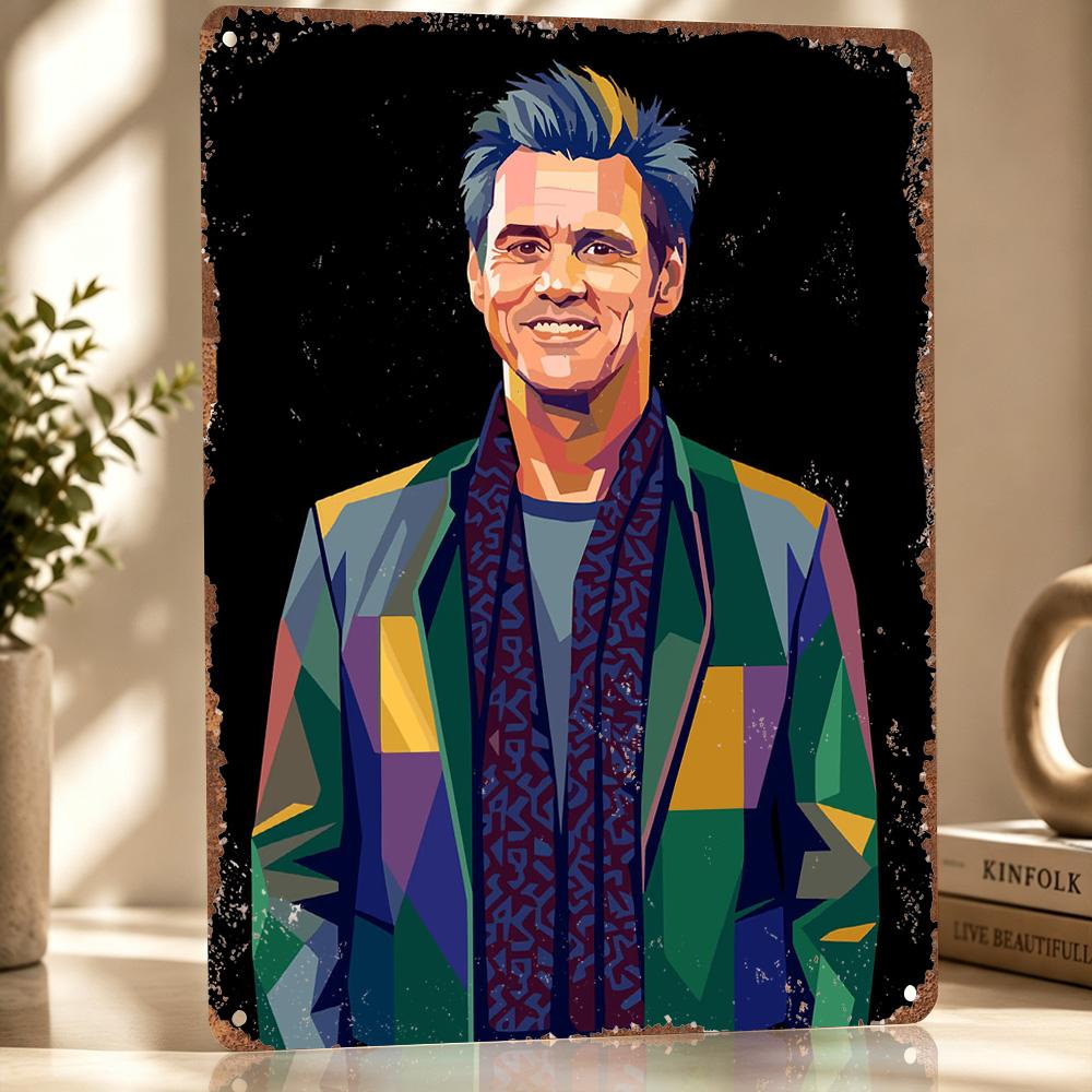 Jim Carrey Pop Art Portrait D Texture Metal Poster Customized Wall Art Tin Sign Gift for Mancave Decor Living Room Wand Deko