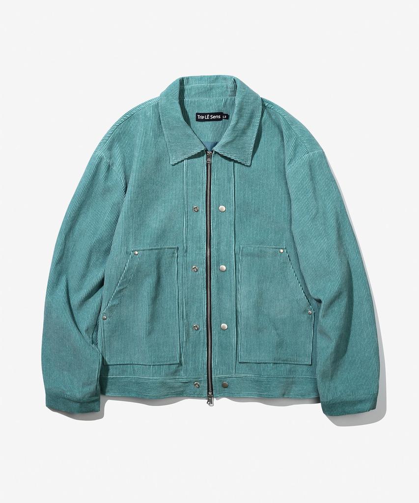 Trip Le Sens Washed Corduroy Double Snap Jacket_Washed Black