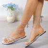 2025 Hot Sale Ladies Shoes  Lacing Women's Sandals Fashion Crystal Casual Sandal Swomen Summer Plus Size Solid Flat Sandals