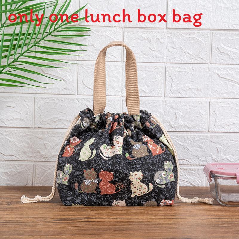 Japanese Lunch Bag Canvas Tote With Retro Bunny Design For Work And School