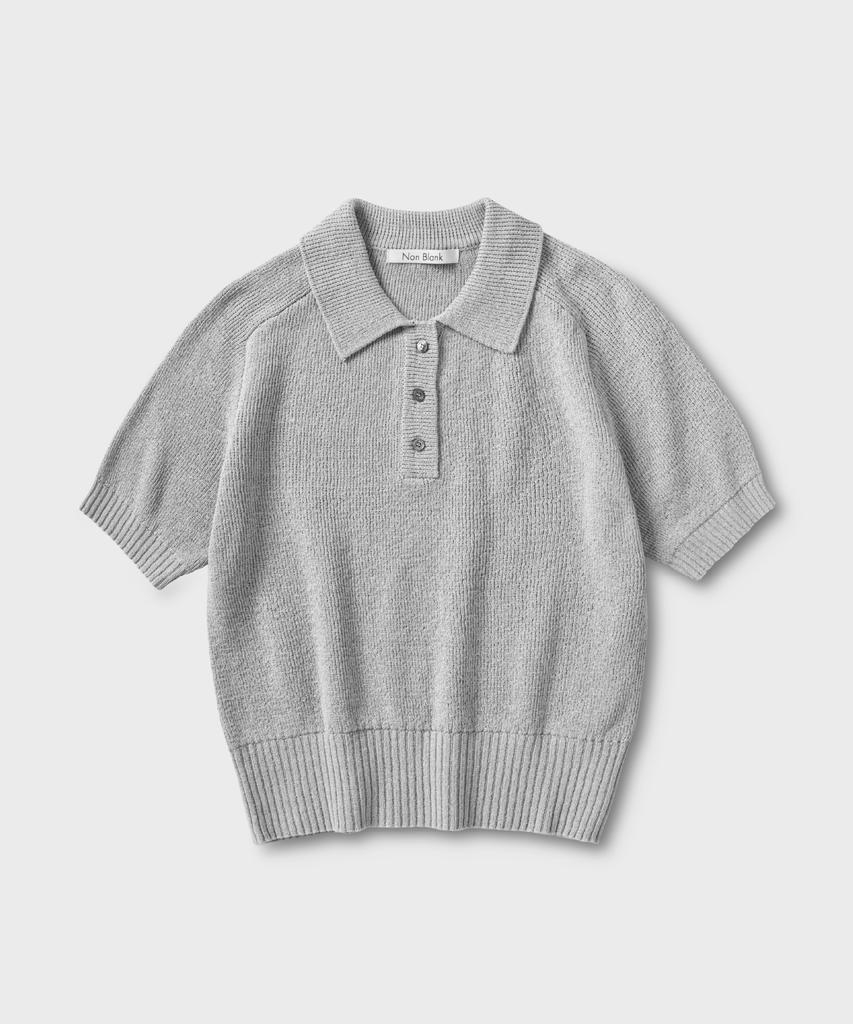 NONBLANK Raglan Half Sleeve Collar Knit_Grey