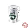 925 Sterling Silver Coffee Cup Ice Cream Wine Glass Pavé Shiny Pendant Beads Fit Charms Bracelet Jewelry