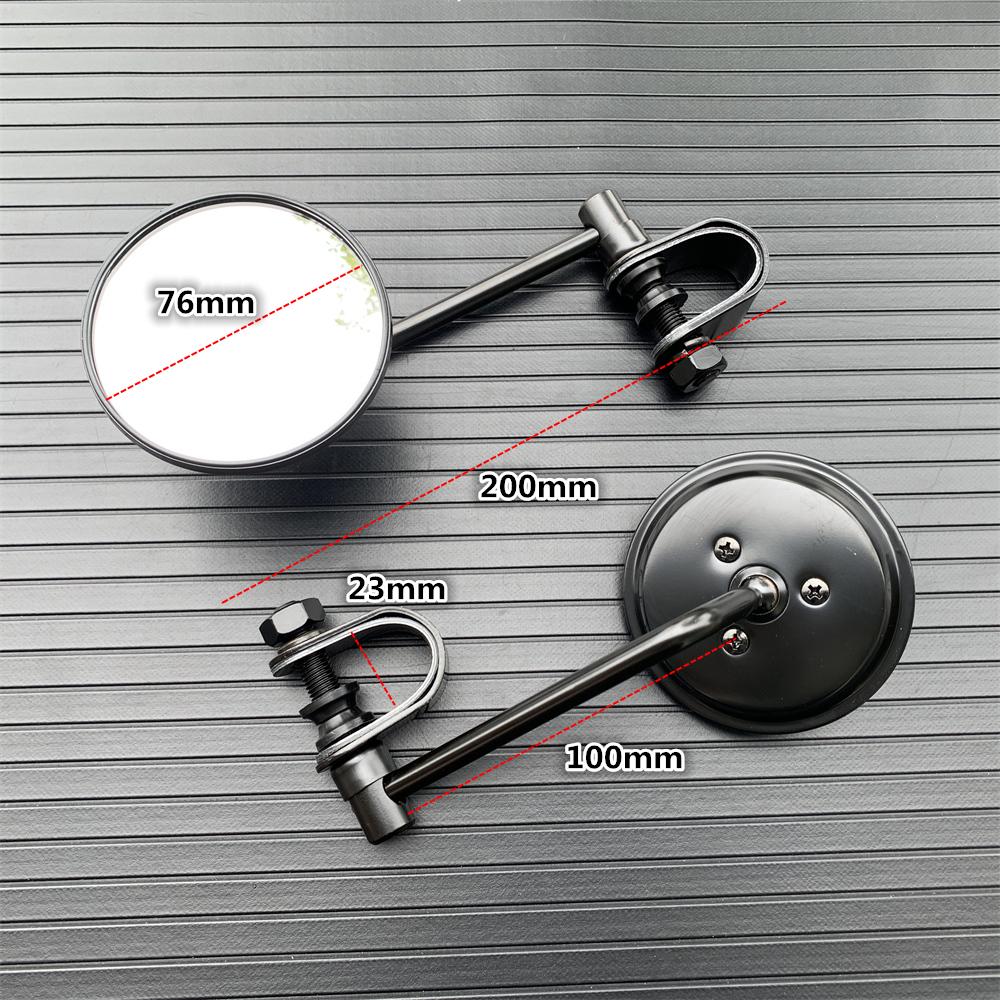 22-25mm Motorcycle Handlebar Rear View Mirrors Round Convex Clip-On Retro for Harley Honda Chopper Cruiser Cafe