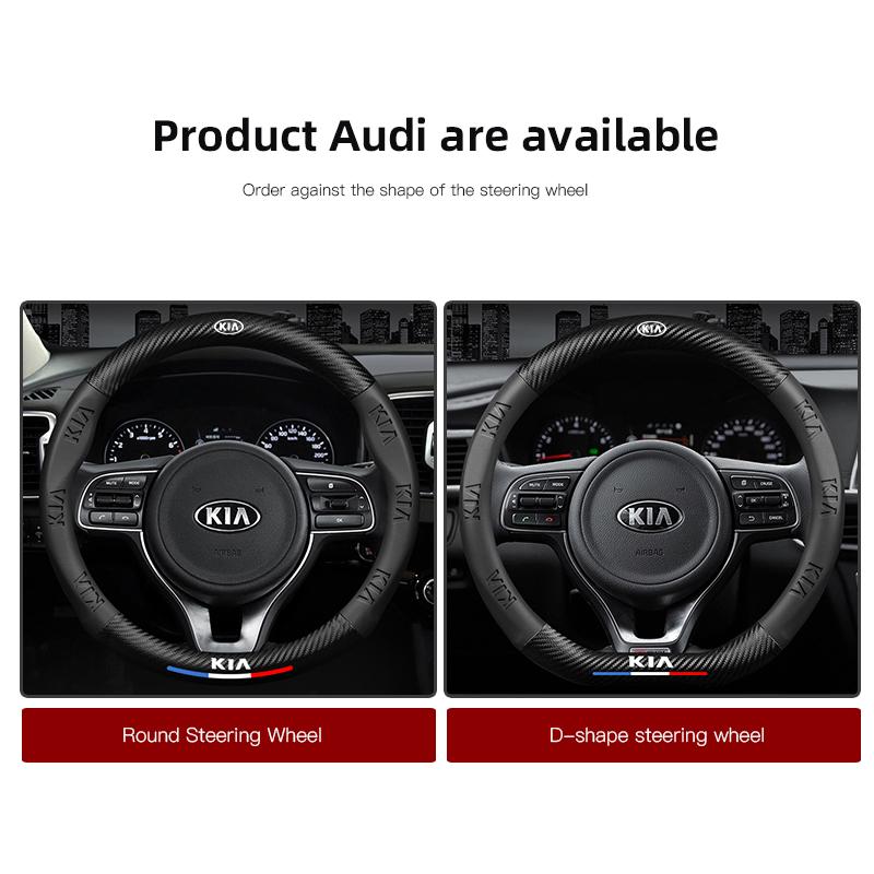Carbon Fiber Leather Car Steering Wheel Cover For KIA K5 K9 Sorento Ceed Sportage Carnival Stinger Forte Niro Cadenza Soul EV6 Tkjzm00