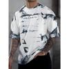 Trend Tie-Dye Buchstaben Grafik T-Shirt Mann Mode Sommer Kurzarm Weiß 3D Gedruckte T-Shirts Lässige Streetwear Übergroße T-Shirts